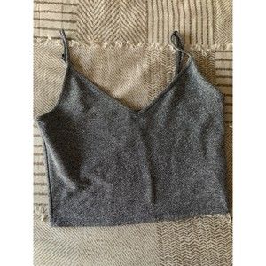 Silver Sparkly Forever 21 Spaghetti Strap Crop Top